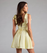 Elida Lace-Up Skater Satin Short Dress
